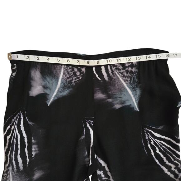 All Saints Helena Piuma Silk Trouser Feathers Print Size 2 Black Artsy Statement - Picture 12 of 16